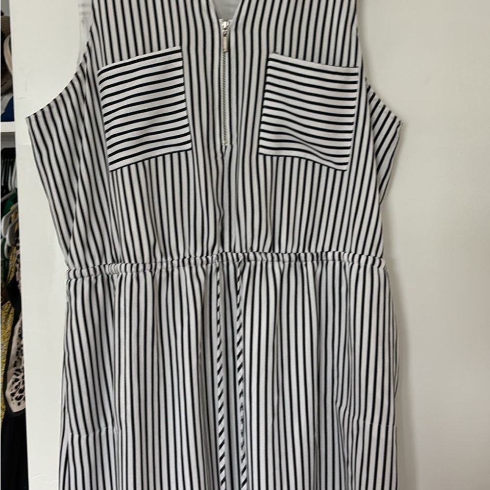 Apt. 9 Black and White Vertical Stripe Zip Dress